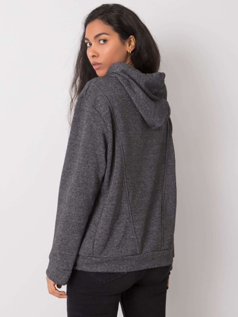 Bluza damska z kapturem, szara, Ex Moda