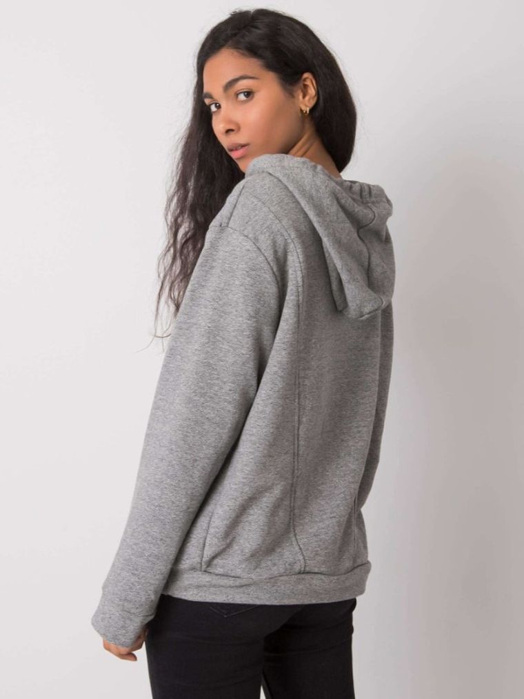 Bluza damska z kapturem, szara, Ex Moda