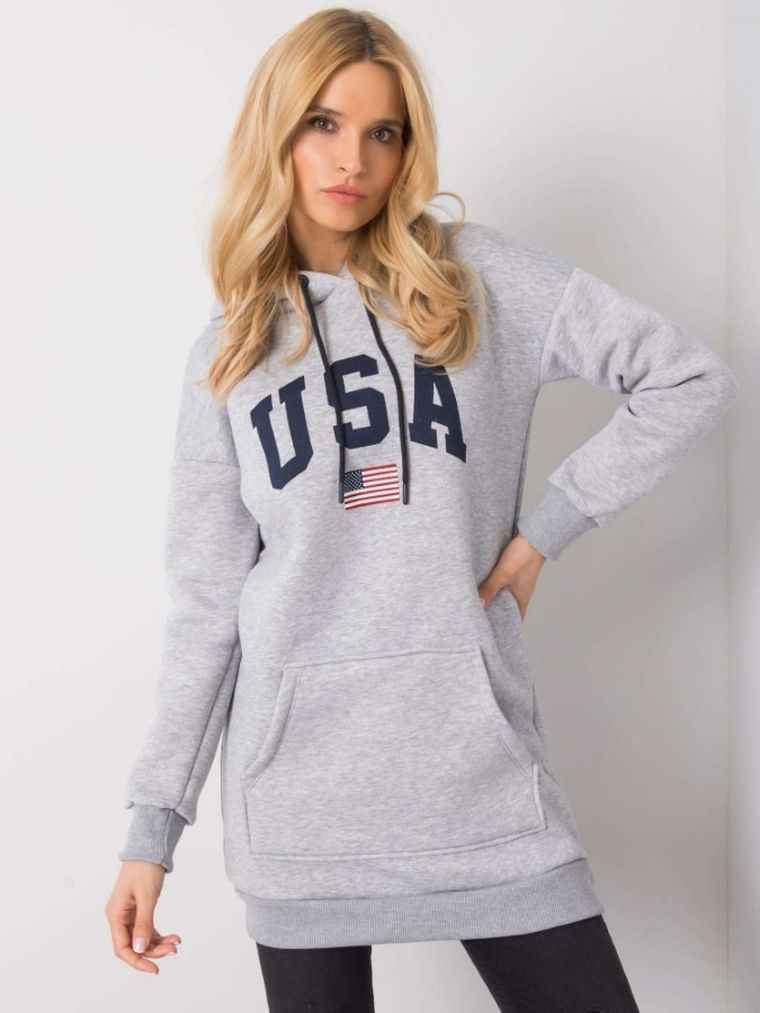 Bluza damska z kapturem, szara, Rue Paris