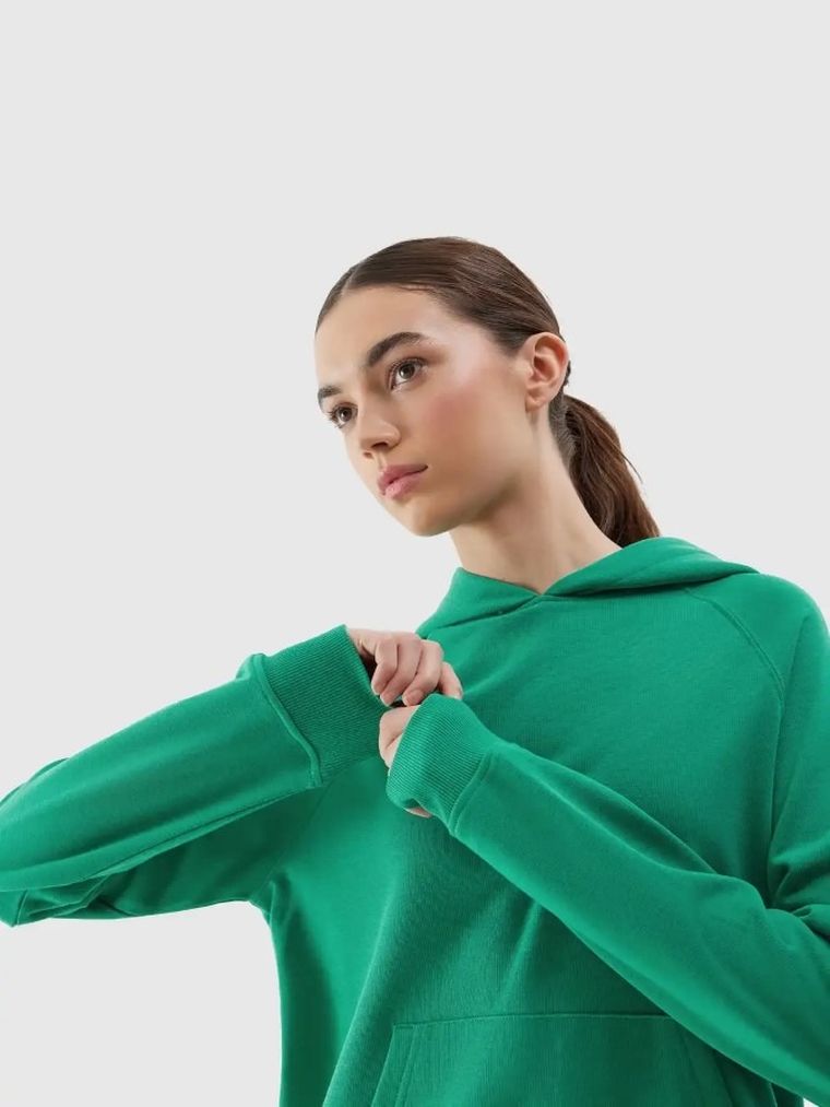 Bluza damska z kapturem, zielona, 4F