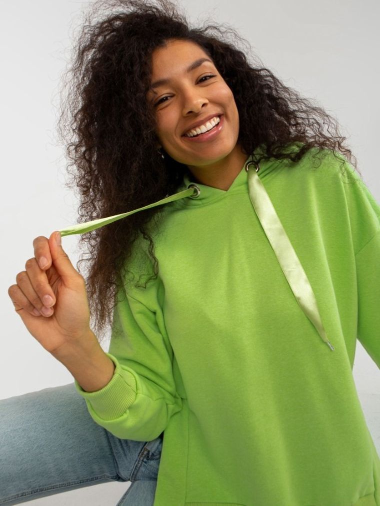 Bluza damska z kapturem, zielona, Ex Moda