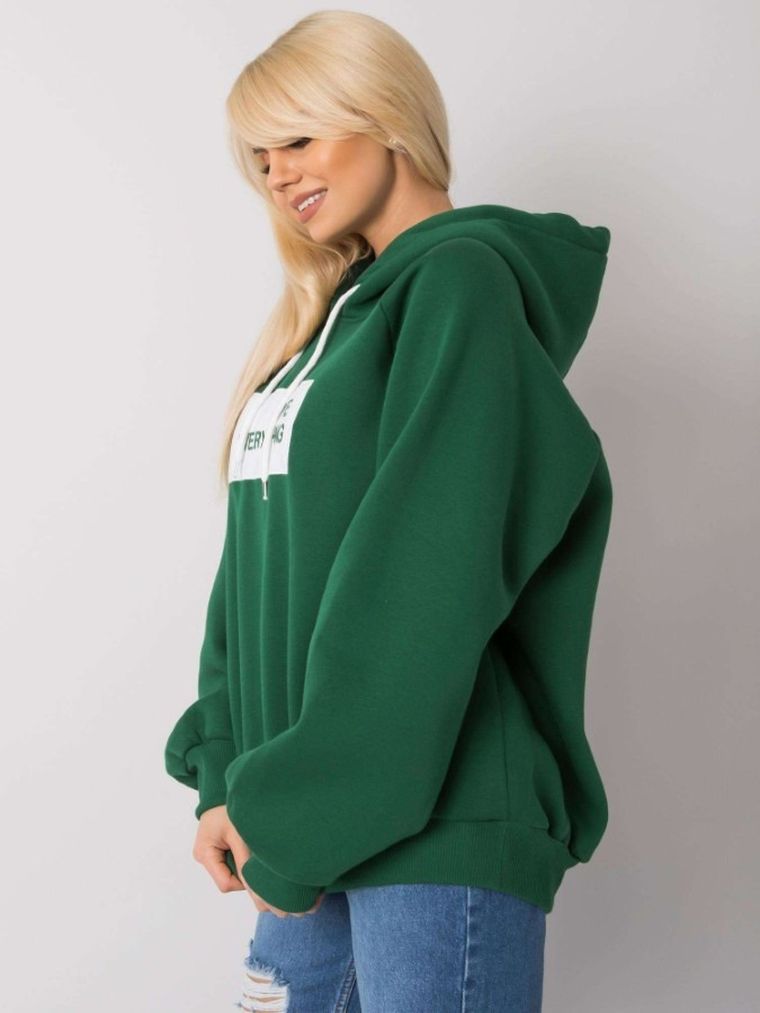 Bluza damska z kapturem, zielona, Ex Moda
