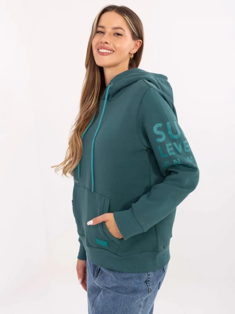 Bluza damska z kapturem, zielona, Sublevel