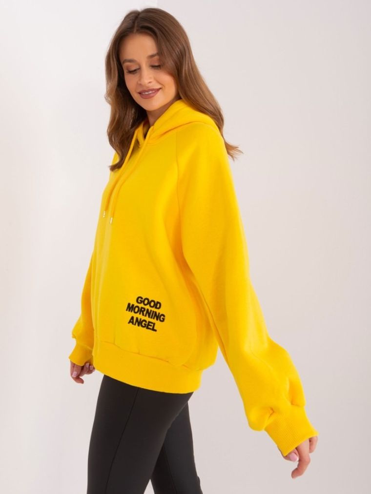 Bluza damska z kapturem, żółta, Ex Moda