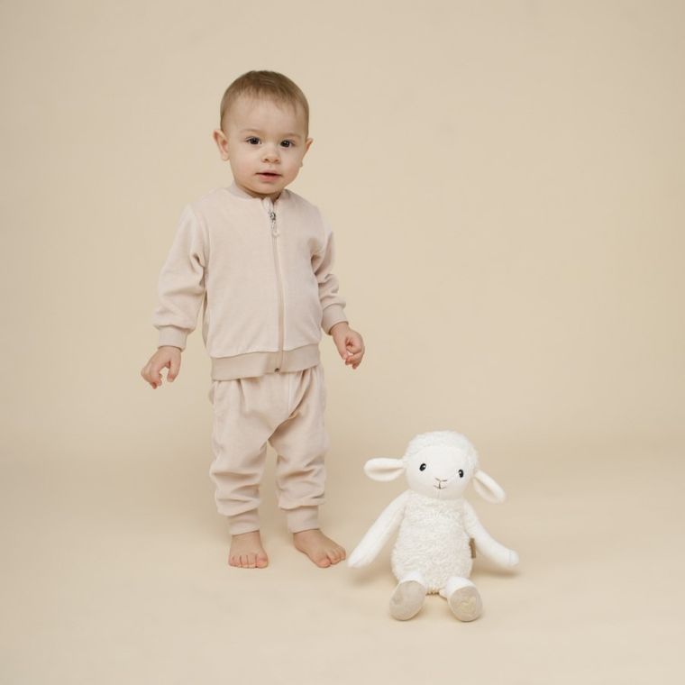 Bluza dziecięca, rozpinana, welurowa, beżowa, Pinokio