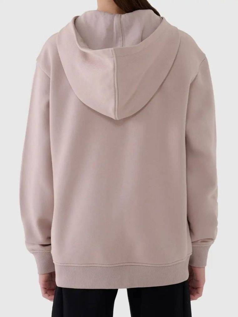 Bluza dziewczęca z kapturem, rozpinana, beżowa, 4F
