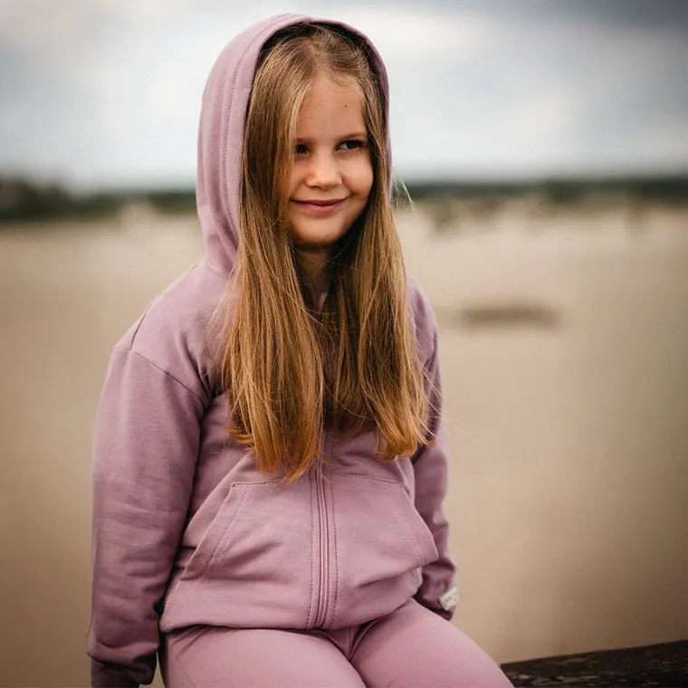 Bluza dziewczęca z kapturem, rozpinana, fioletowa, Eevi