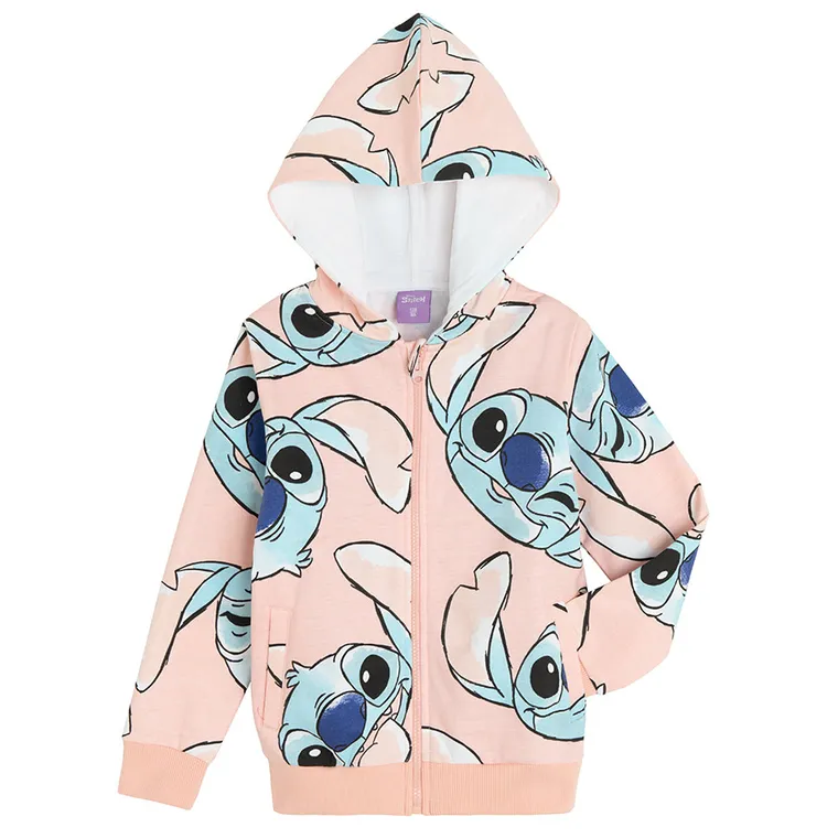 Bluza dziewczęca z kapturem, rozpinana, różowa, Lilo i Stitch, Licence Brand