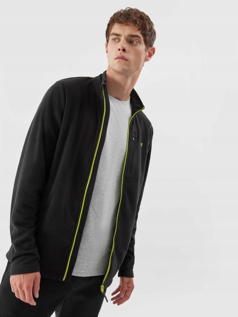 Bluza męska, rozpinana, polarowa, czarna, 4F