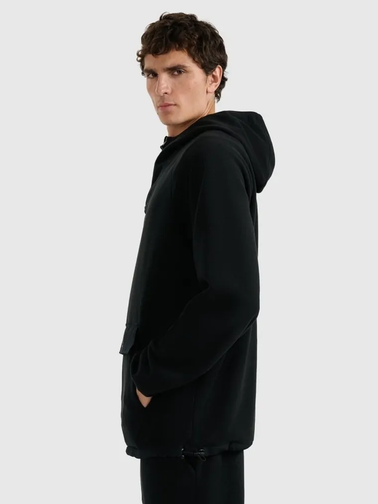 Bluza męska z kapturem, polarowa, czarna, 4F