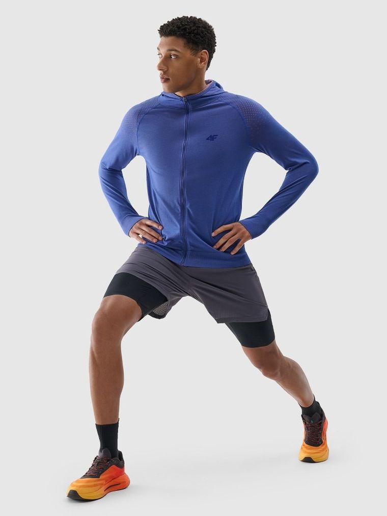 Bluza męska z kapturem, rozpinana, niebieska, 4F