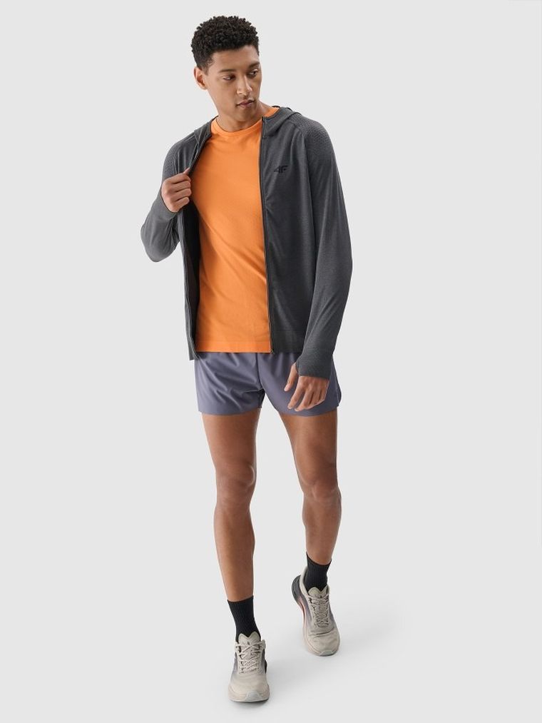 Bluza męska z kapturem, rozpinana, szara, 4F