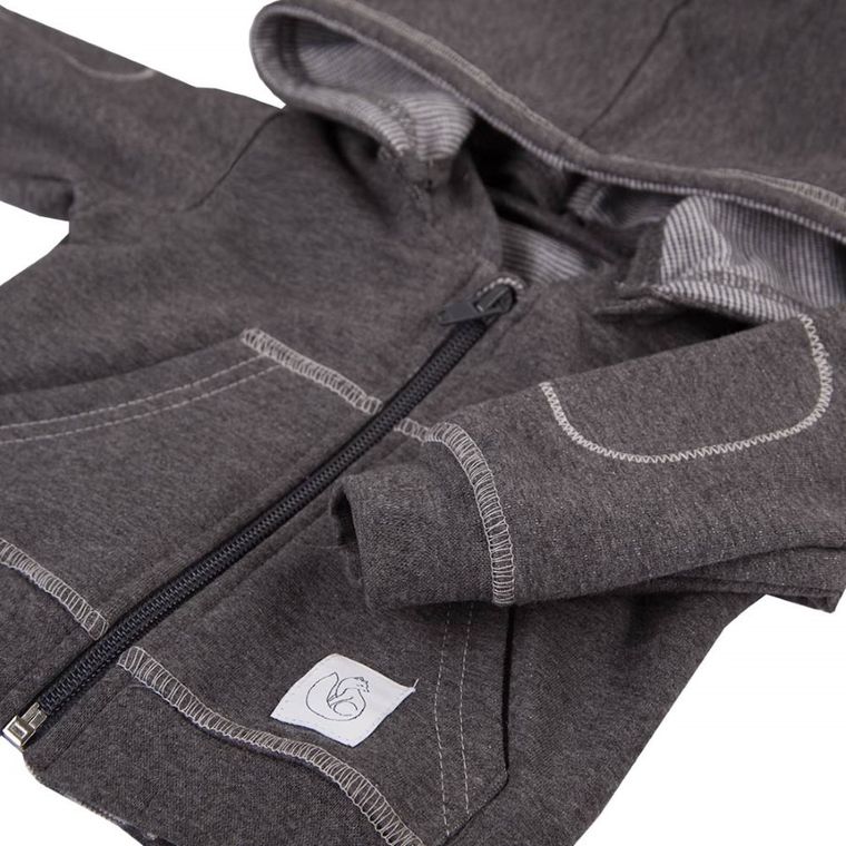 Bluza niemowlęca z kapturem, rozpinana, szara, Eevi
