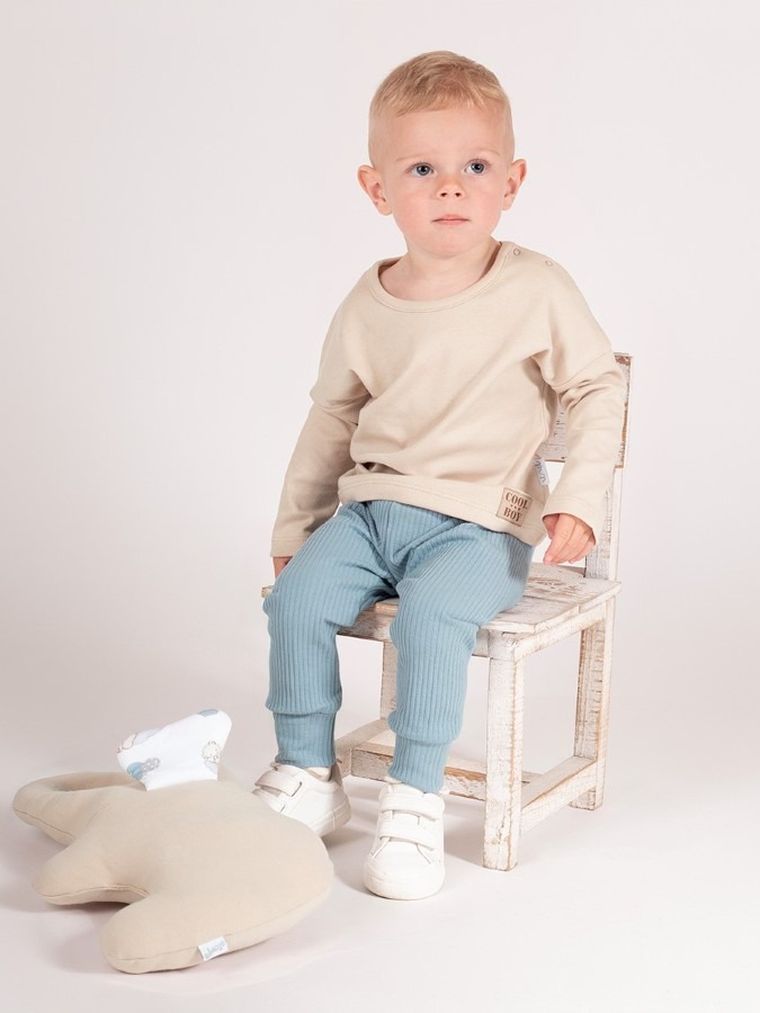 Bluzka chłopięca z długim rękawem, beżowa, Nicol