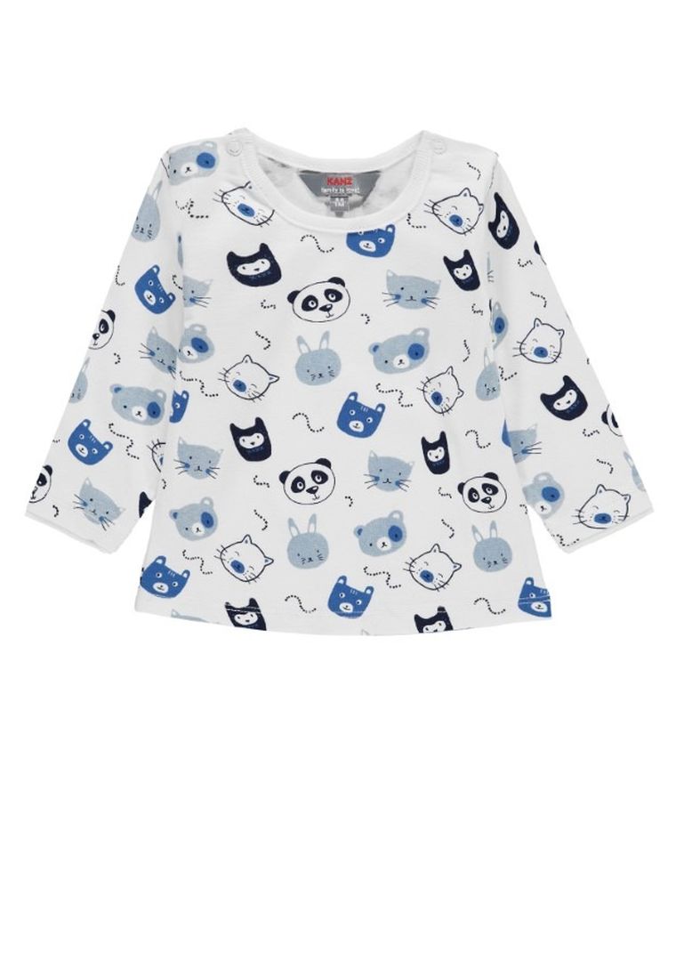 Bluzka chłopięca z długim rękawem, biało-niebieska, Kanz