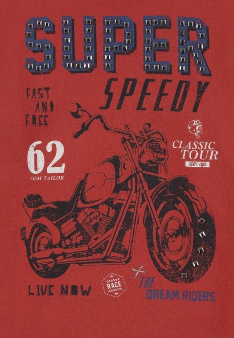 Bluzka chłopięca z długim rękawem, czerwona, Tom Tailor