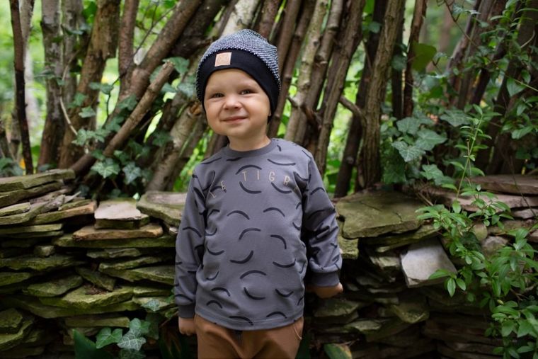 Bluzka chłopięca z długim rękawem, grafitowa, Le Tigre, Pinokio