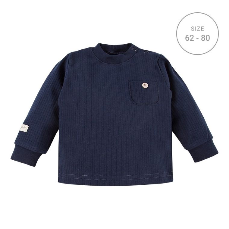 Bluzka chłopięca z długim rękawem, granatowa, Eevi