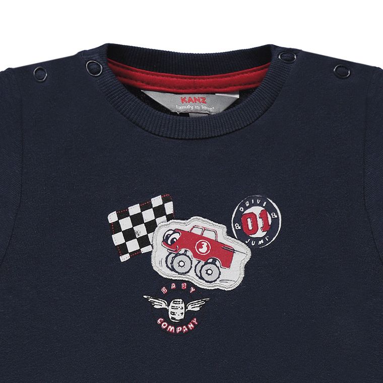 Bluzka chłopięca z długim rękawem, niebieska, Kanz