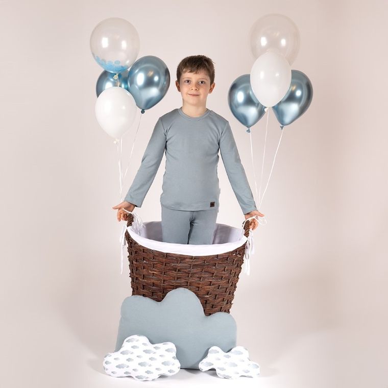 Bluzka chłopięca z długim rękawem, niebieska, Nicol