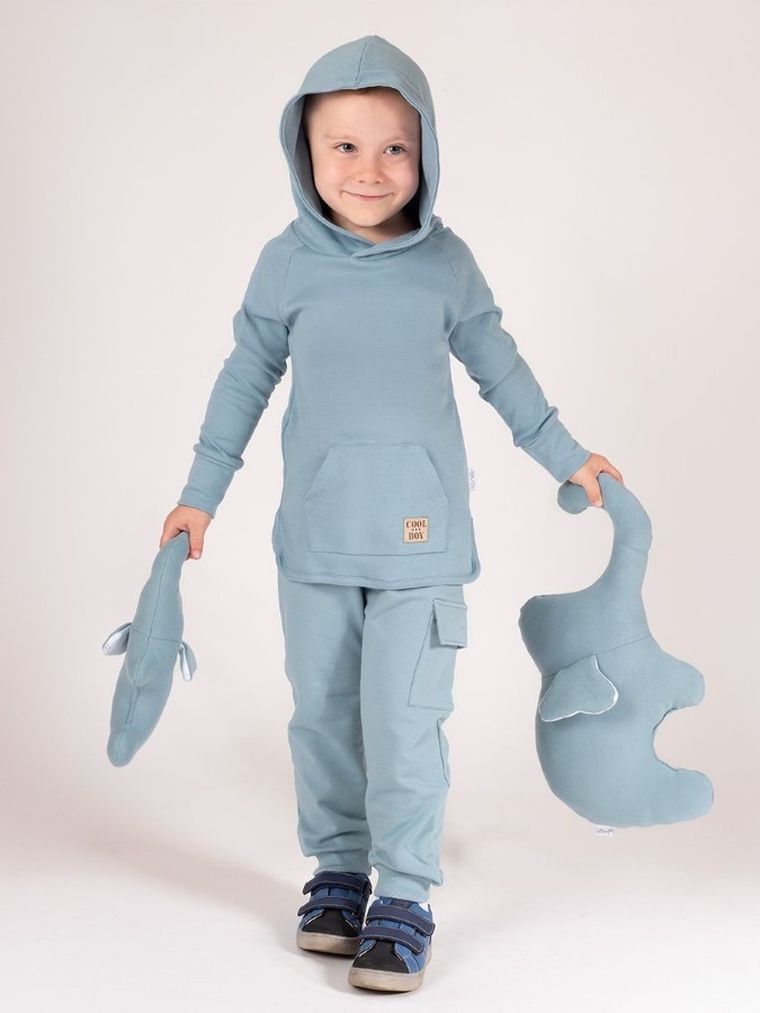 Bluzka chłopięca z długim rękawem, niebieska, Nicol