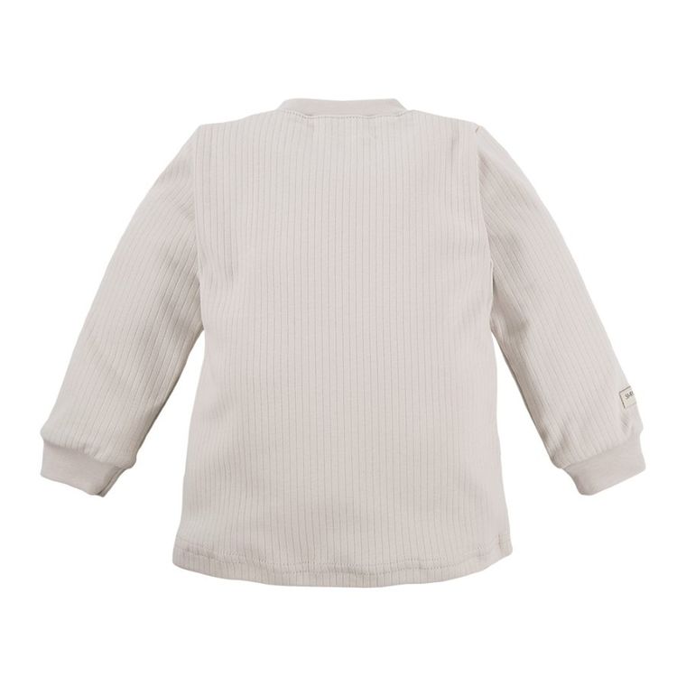 Bluzka chłopięca z długim rękawem, prążkowana, beżowa, Eevi