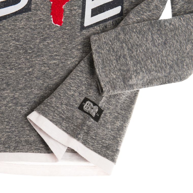 Bluzka chłopięca z długim rękawem, szara melanż, Tom Tailor