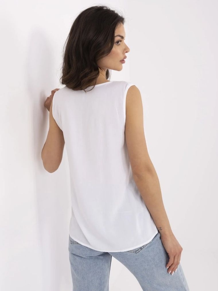 Bluzka damska bez rękawów, biała, Sublevel