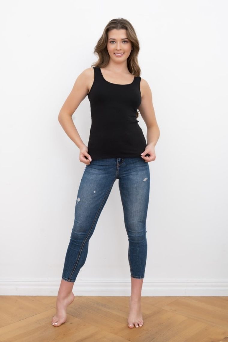 Bluzka damska bez rękawów, czarna, Ibiza, Italian Fashion