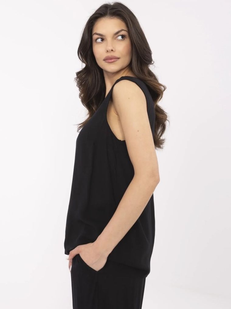 Bluzka damska bez rękawów, czarna, Sublevel