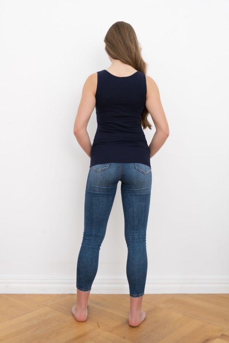 Bluzka damska bez rękawów, granatowa, Ibiza, Italian Fashion