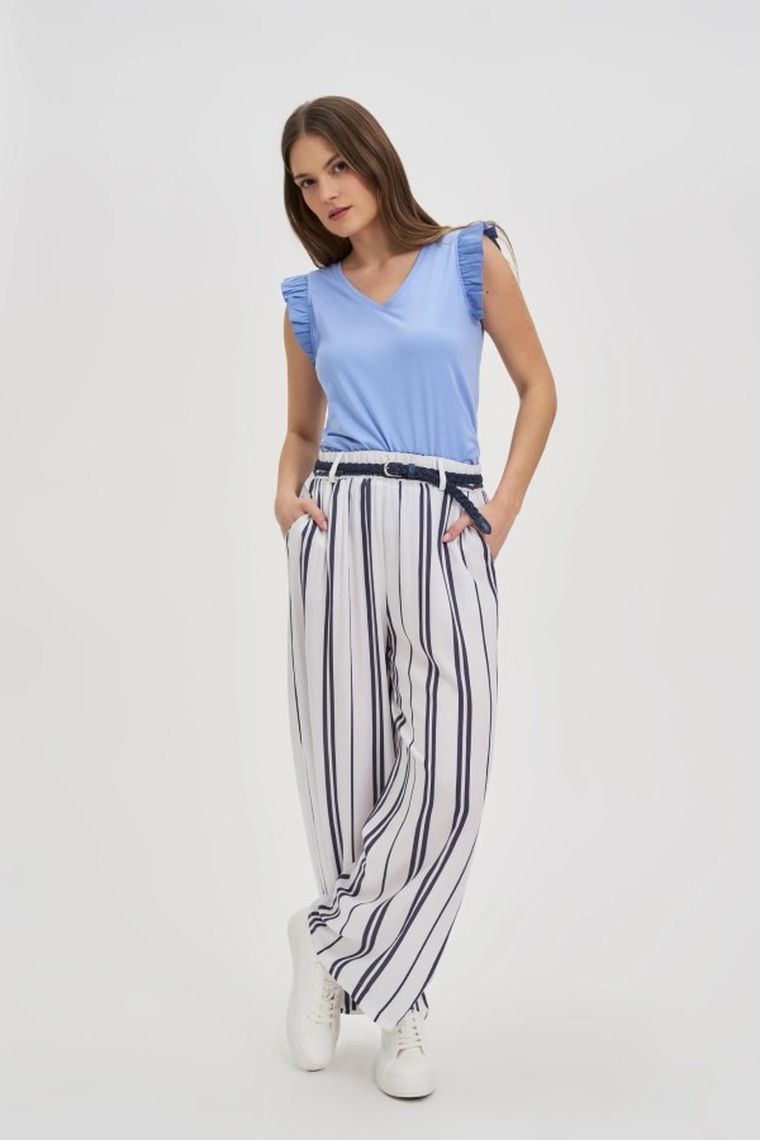 Bluzka damska bez rękawów, niebieska, Moodo