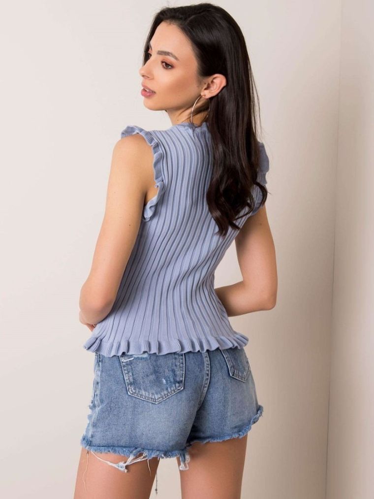 Bluzka damska bez rękawów, niebieska, Rue Paris