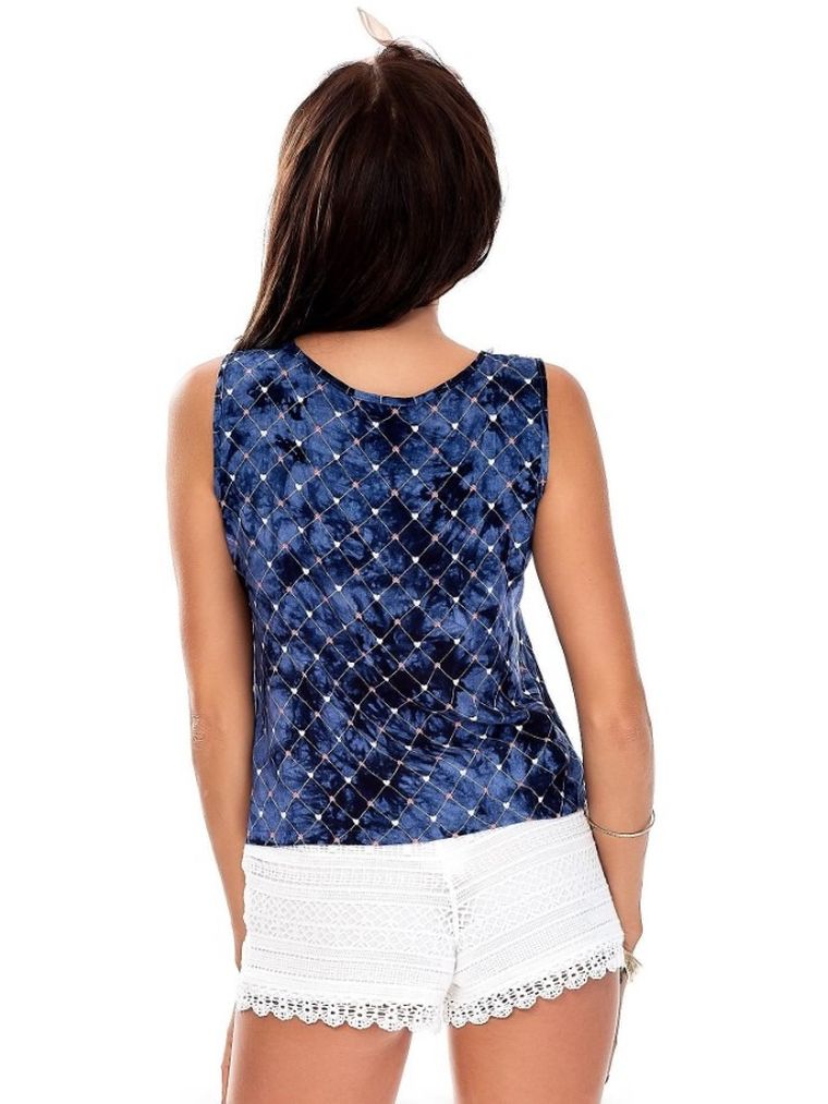 Bluzka damska bez rękawów, niebieski, Factory Price