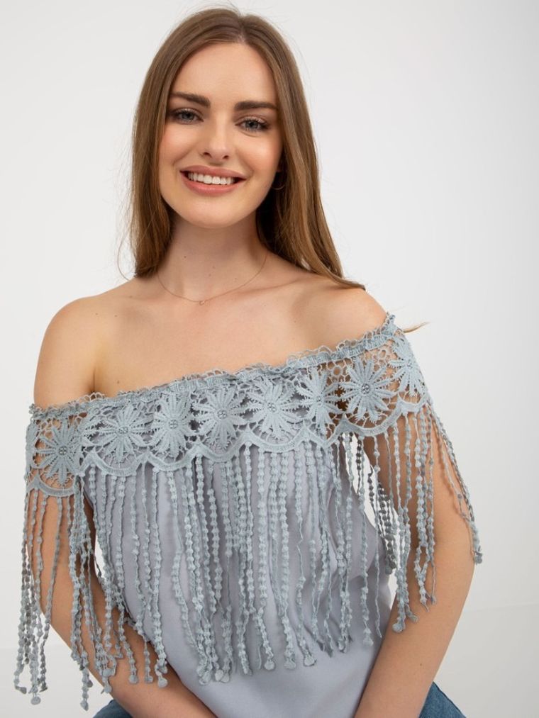 Bluzka damska bez rękawów, szara, Factory Price