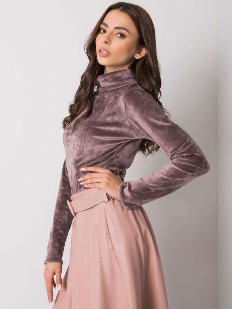 Bluzka damska z długim rękawem, beżowa, Lakerta