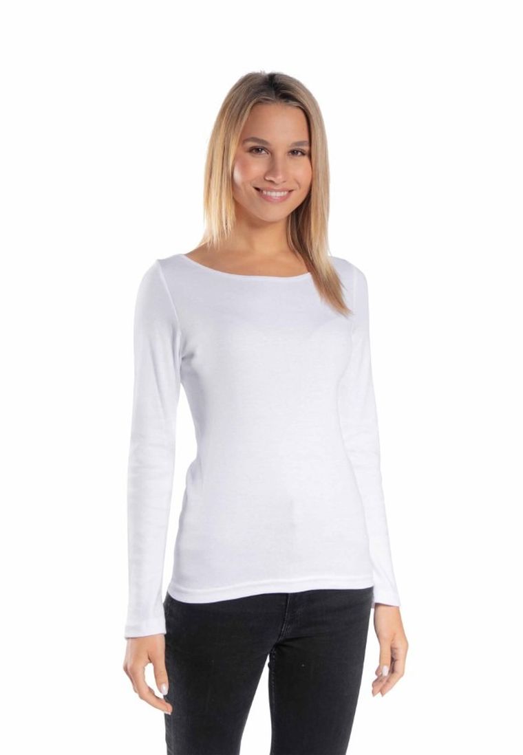 Bluzka damska z długim rękawem, biała, Golden Queen