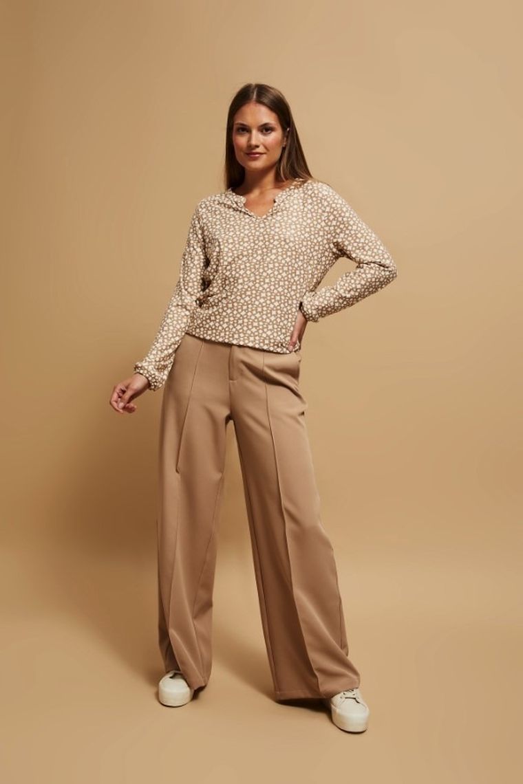 Bluzka damska z długim rękawem, biała, Moodo