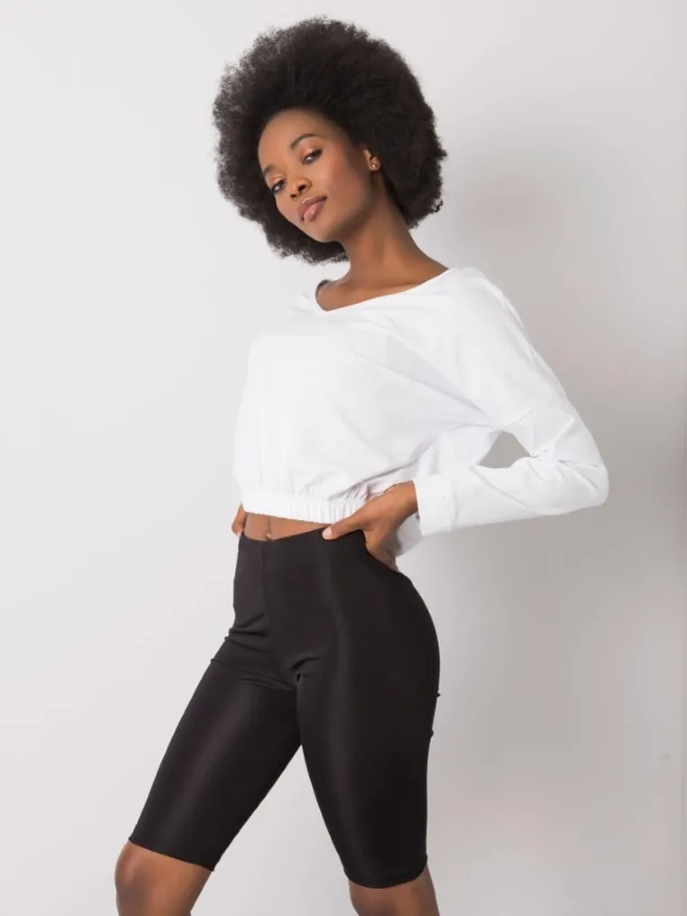 Bluzka damska z długim rękawem, biała, Rue Paris