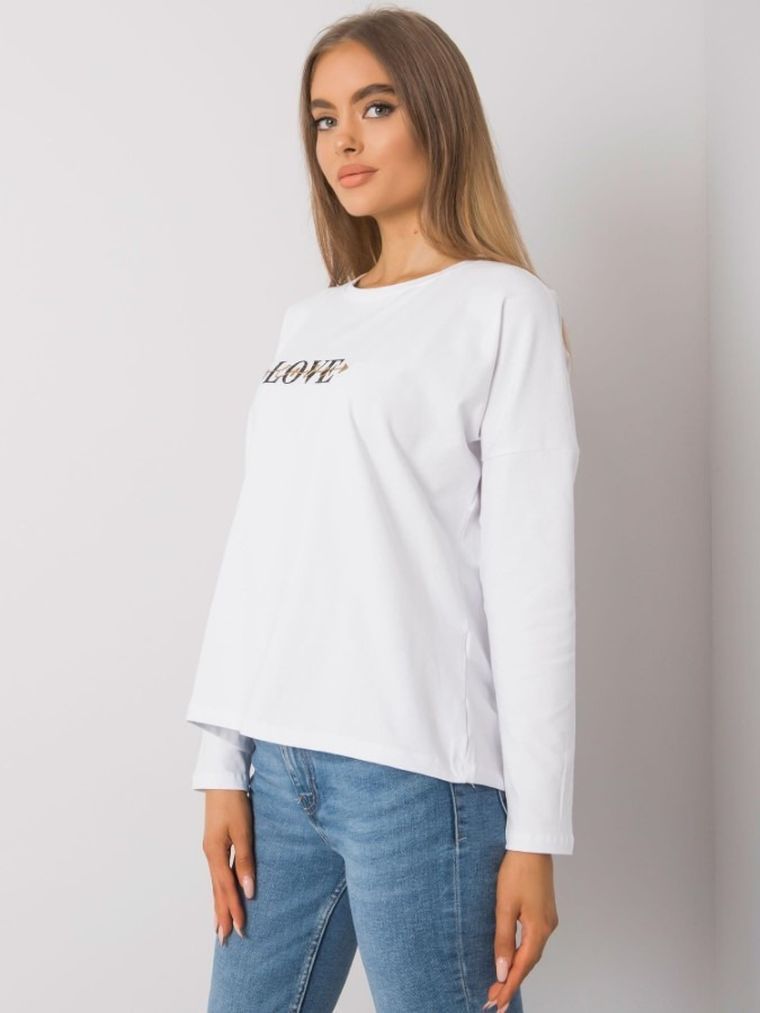 Bluzka damska z długim rękawem, biała, Rue Paris