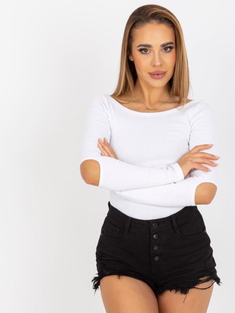 Bluzka damska z długim rękawem, biała, Rue Paris