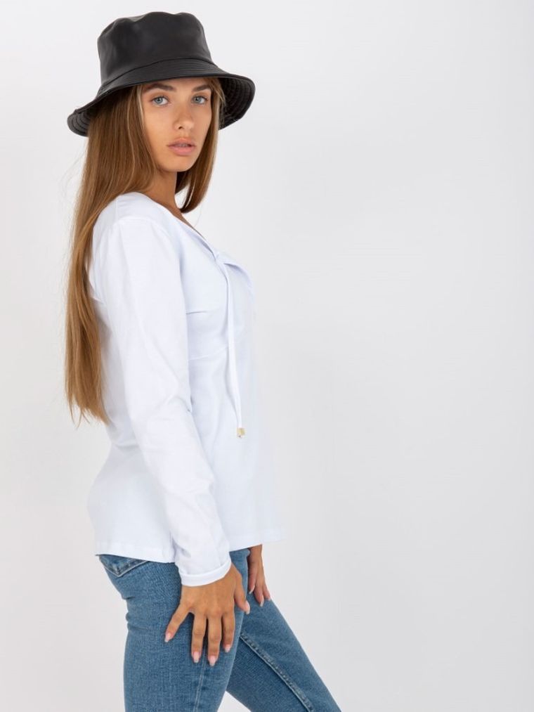 Bluzka damska z długim rękawem, biała, Rue Paris