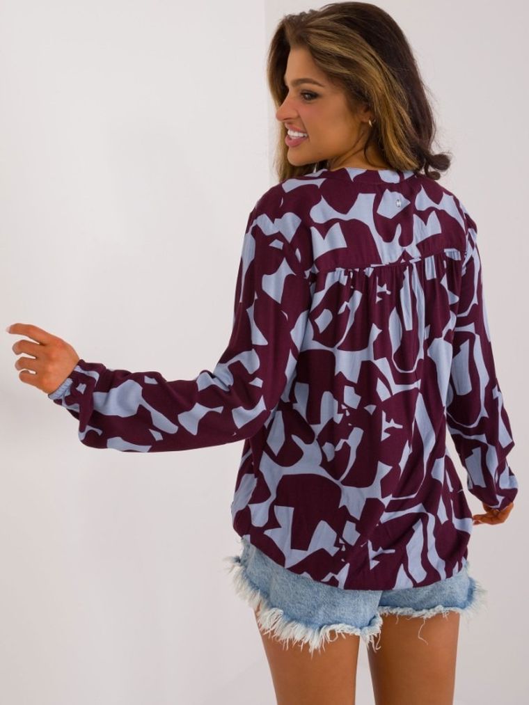 Bluzka damska z długim rękawem, bordowa, Sublevel