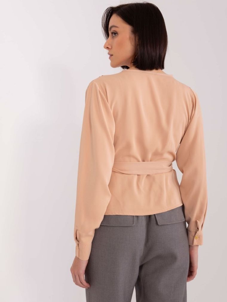 Bluzka damska z długim rękawem, brązowa, Factory Price