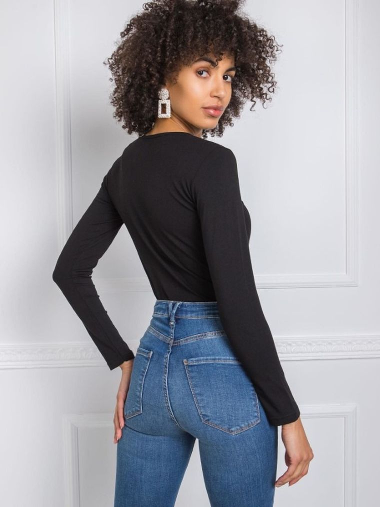 Bluzka damska z długim rękawem, czarna, Berrak