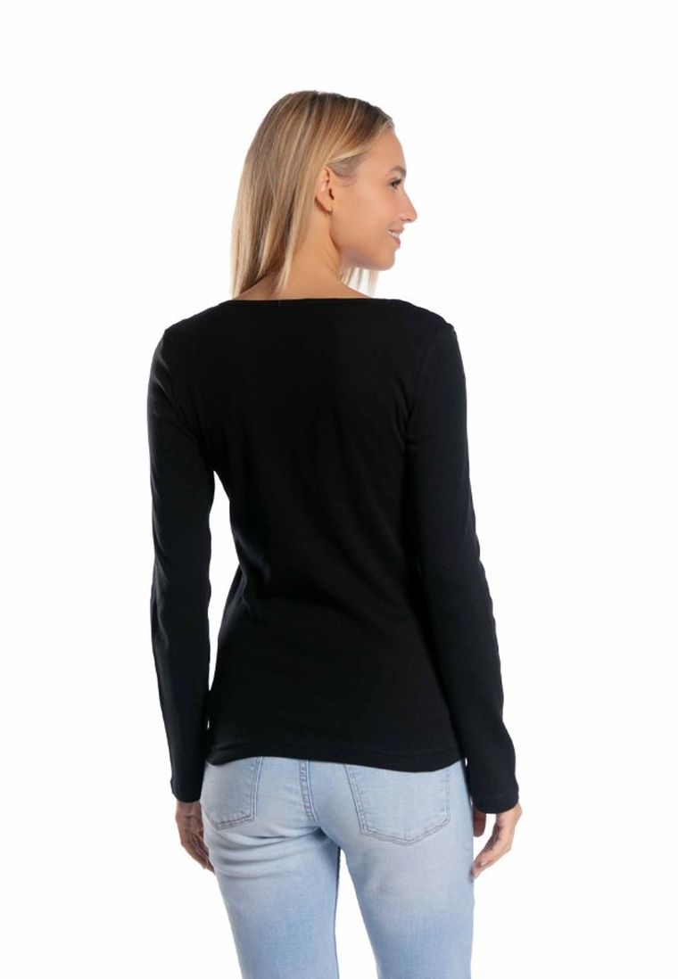 Bluzka damska z długim rękawem, czarna, Golden Queen