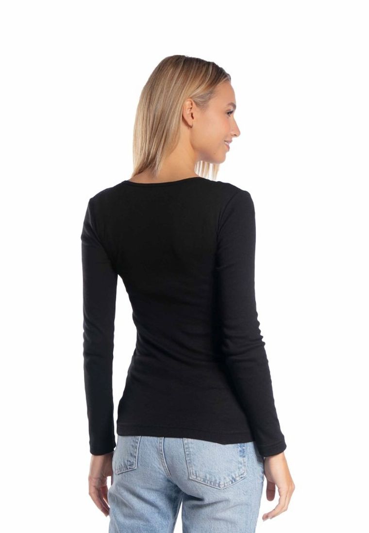 Bluzka damska z długim rękawem, czarna, Golden Queen