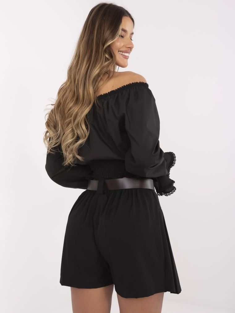 Bluzka damska z długim rękawem, czarna, Lakerta