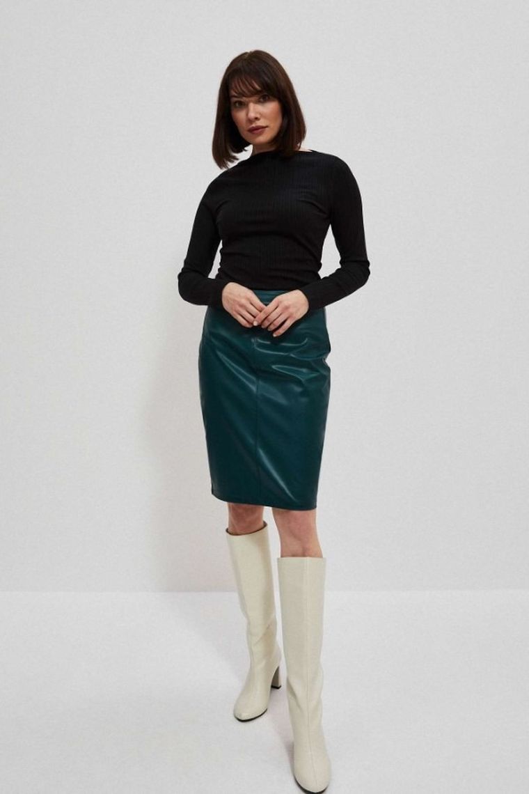 Bluzka damska z długim rękawem, czarna, Moodo