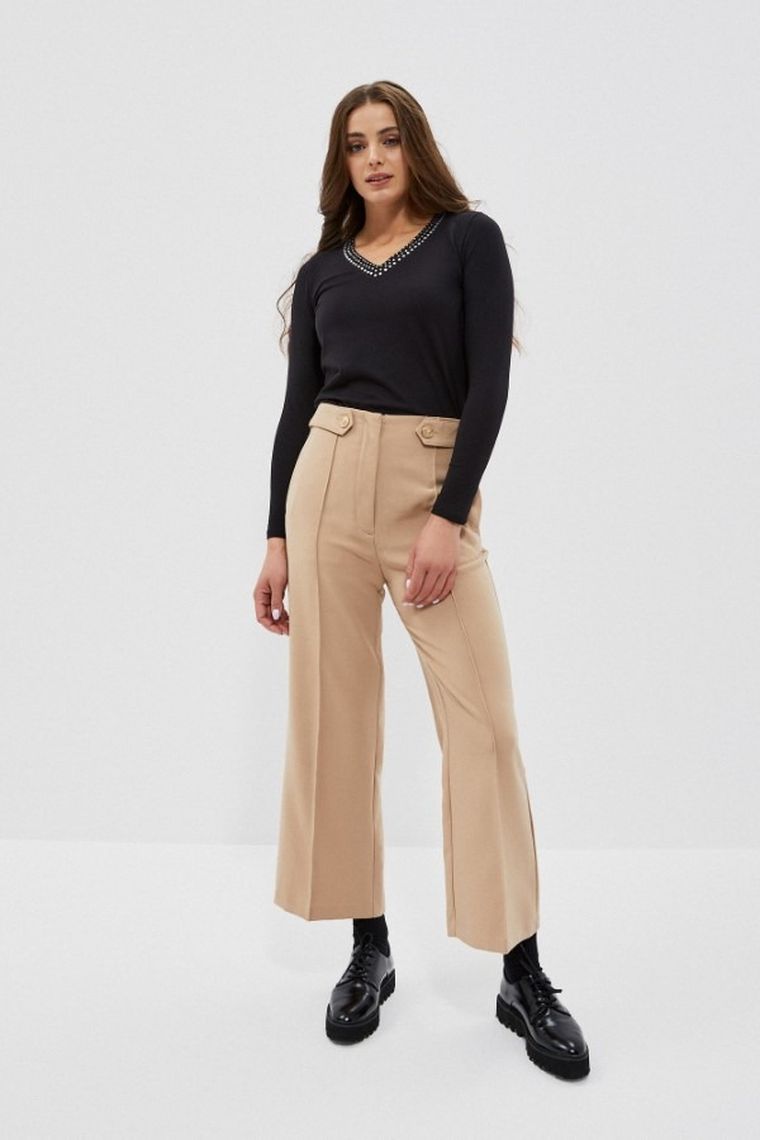 Bluzka damska z długim rękawem, czarna, Moodo